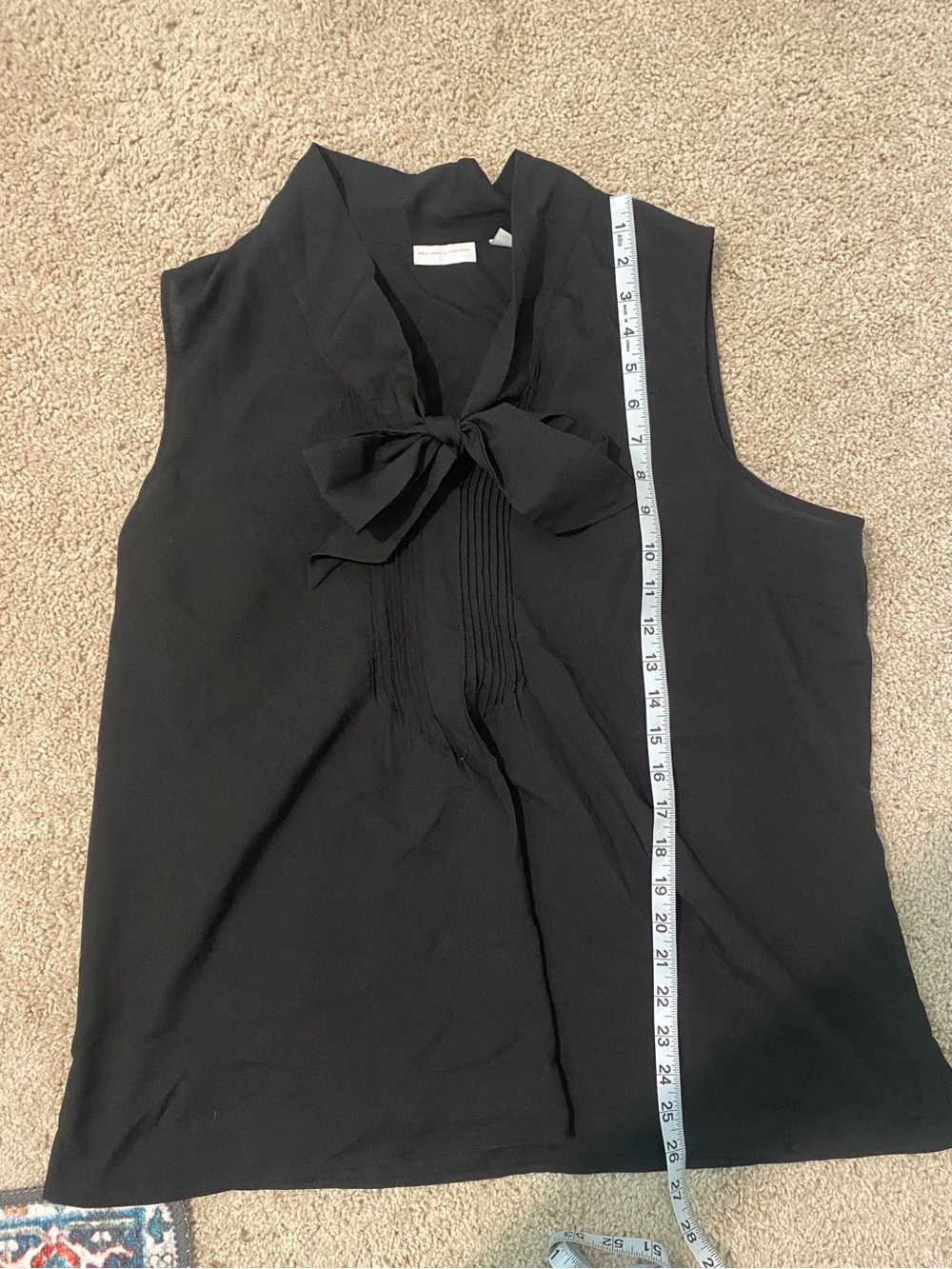 New York & Company Black Sleeveless Bow-Neck Pintuck Blouse - Picture 7 of 9